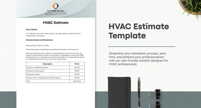 Sample Hvac Estimate Sheets HVAC Estimate Proposal Great Template In