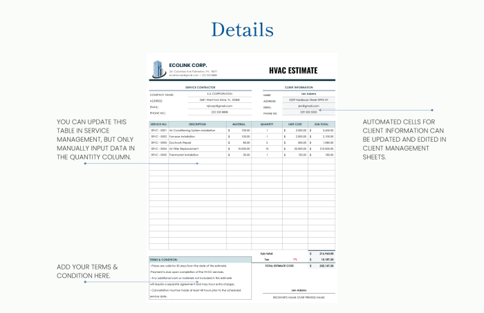 HVAC Estimate Template in Excel, Google Sheets - Download | Template.net
