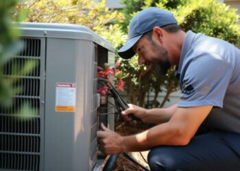 Air Conditioner Technician Repairing Central Air Stock Photo 2177727767 ...