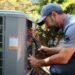 Air Conditioner Technician Repairing Central Air Stock Photo 2177727767 ...
